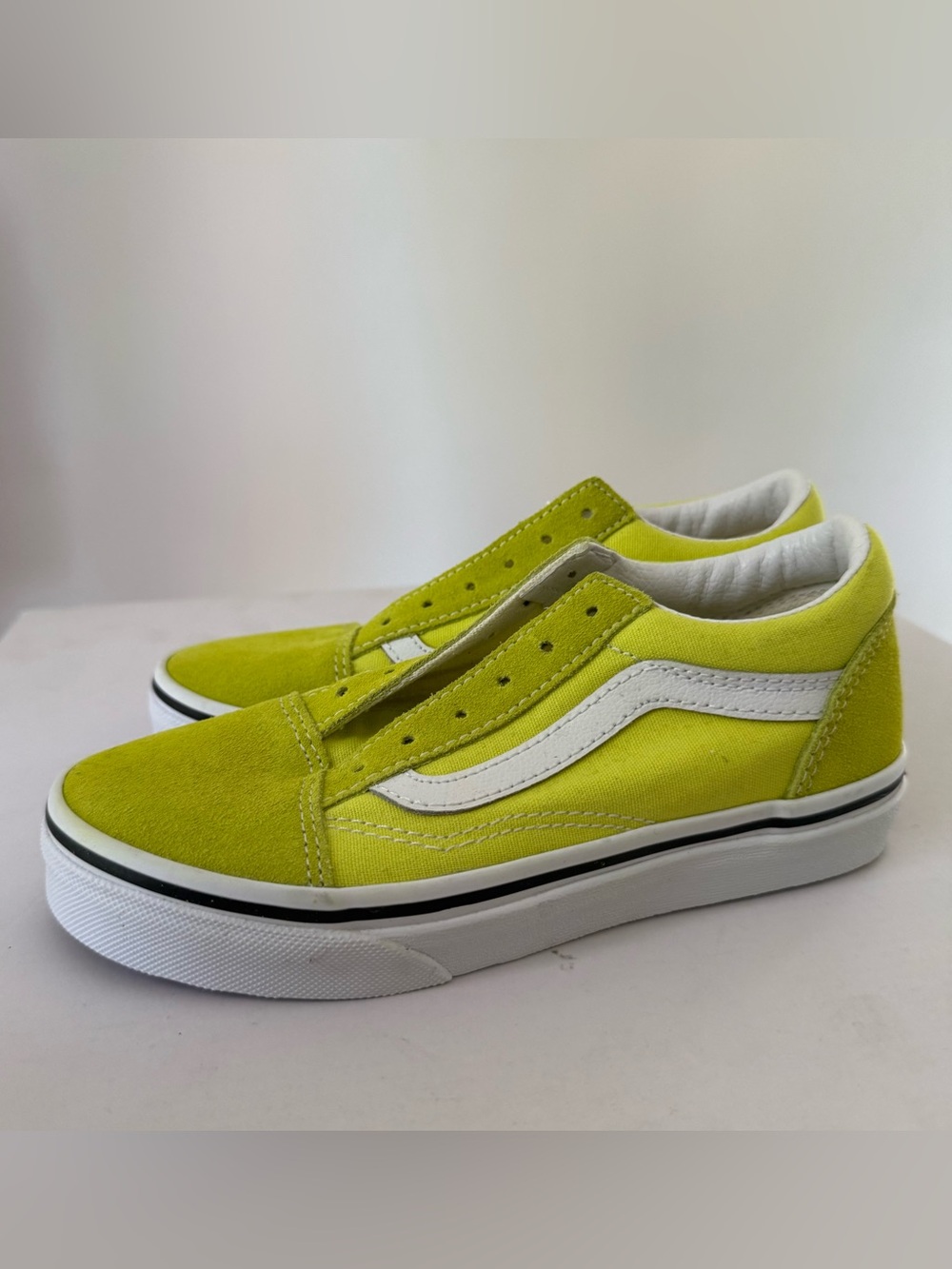 Vans Old Stool Kids Highlighter Yellow/Green Sneakers Size 1 New #Lux-KSH